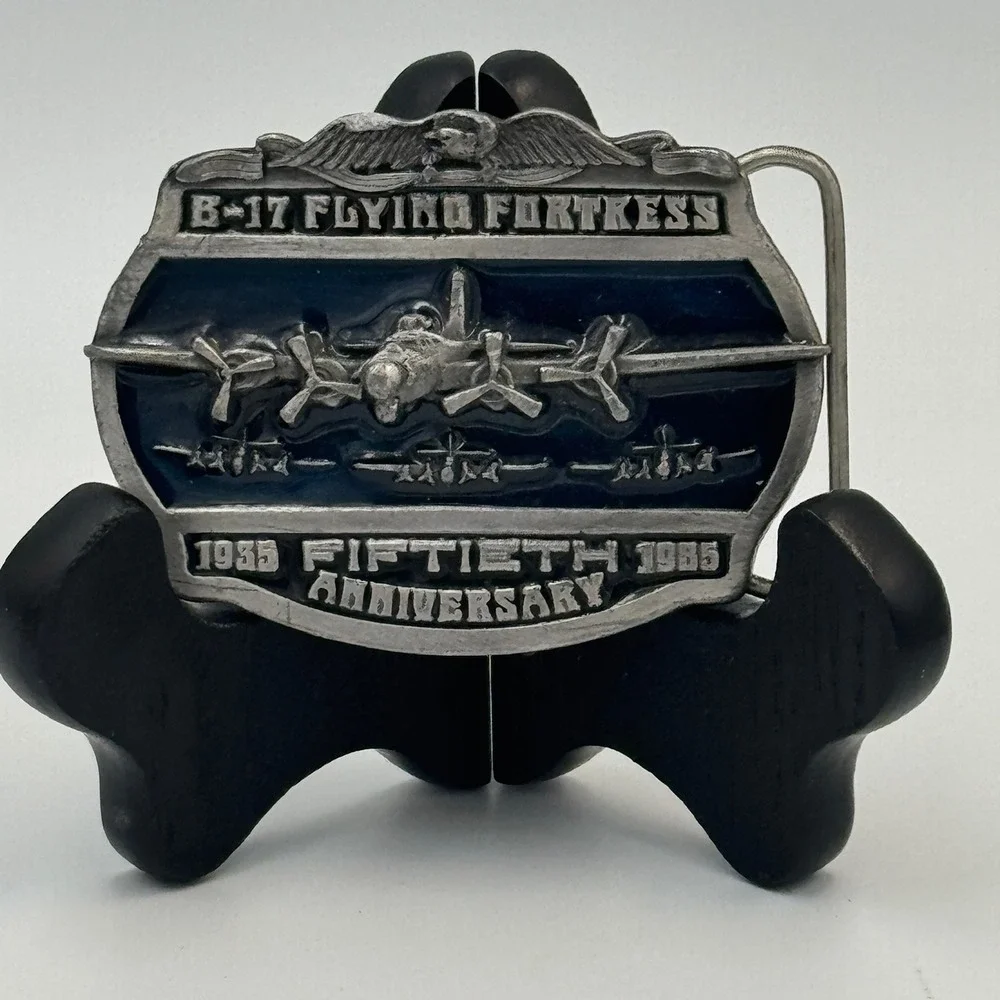 Vintage 1985 B-17 Flying Fortress 50th Anniversary Belt Buckle Limited Edition